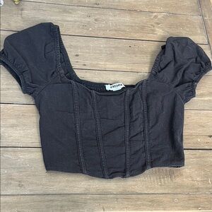 Black Puff Sleeve Crop Top